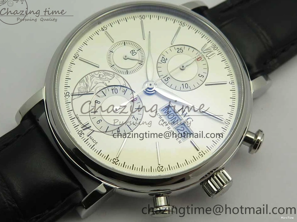 MIROTIME 0123 Portofino IW391001 SS ZK 1:1 Best Edition White Dial Silver Markers on Black Leather Strap A RelaxedFit 7139